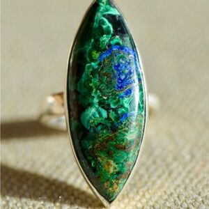 Elegant Green and Blue Stone Ring